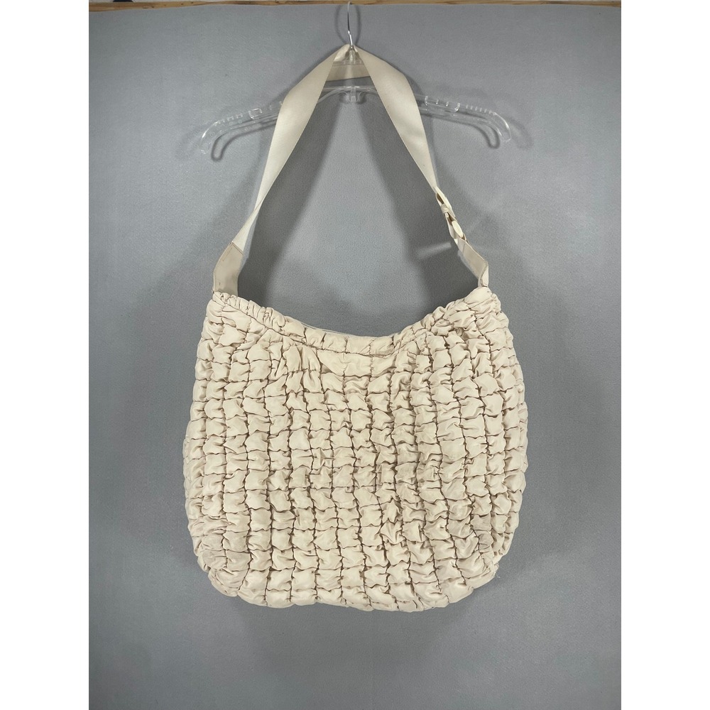 A New Day Popcorn Ruched Hobo Bag Cream‎ Slouchy Shoulder Bag